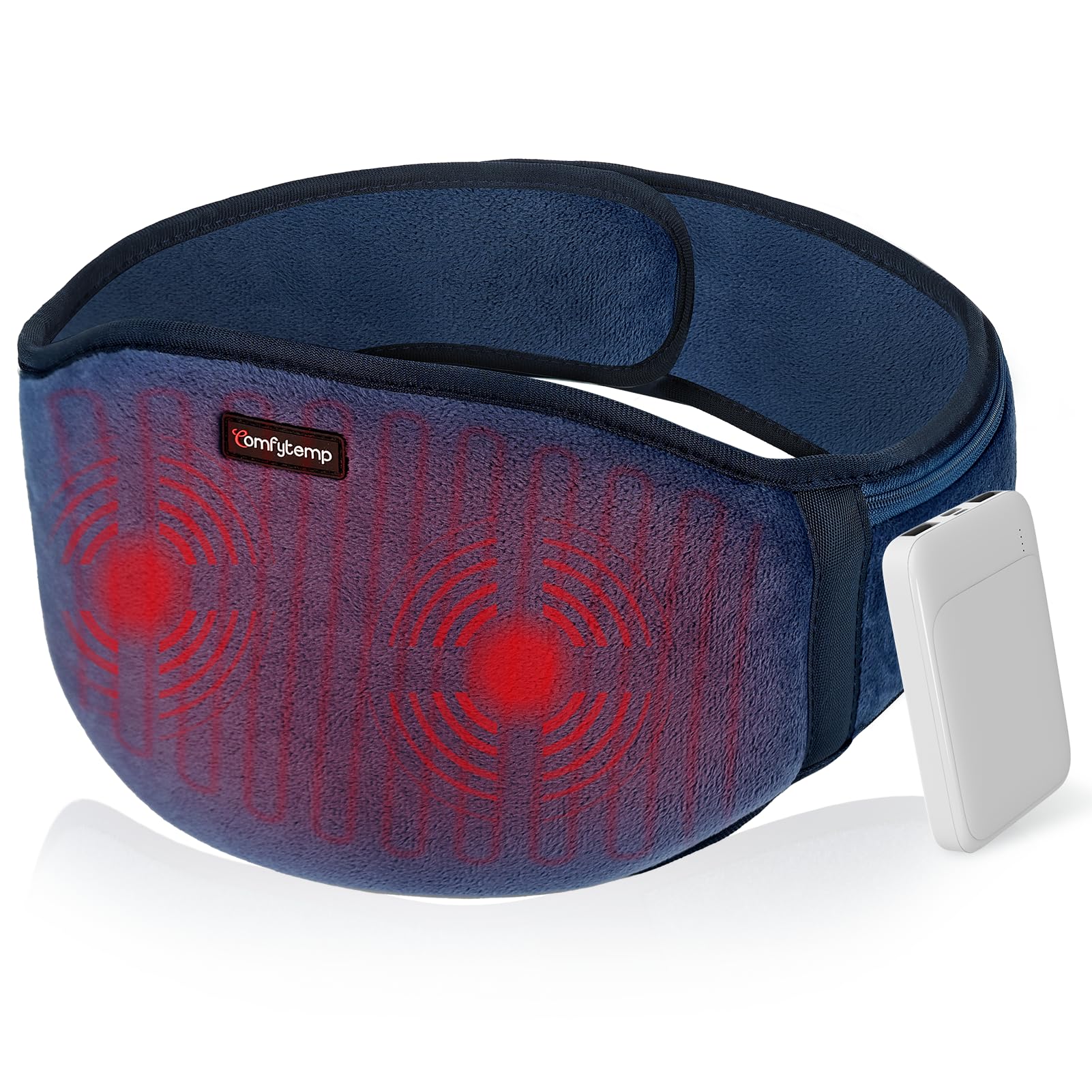 Comfytemp Almohadilla Térmica Lumbar, Manta Electrica Para Cintura Vibrador Inalámbrico con Masajeador, Con 3 Modos De Calefacción Rápida y Masaje, para Aliviar el Dolor, Parada Automática, 18x147cm