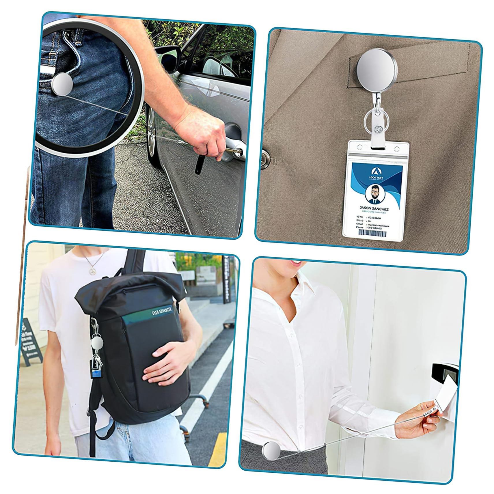 HOMSFOU 3 set Porta Badge Retrattile Con Portachiavi Accessorio Da Lavoro Retrattile Portachiavi Retrattile Porta Badge Retrattile Clip Per Badge Retrattili Acciaio 2 pezzi * 3