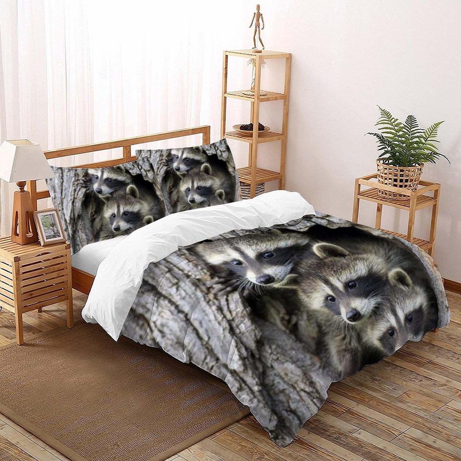 Housse de couette raton laveur 220x240 évitez la couette qui glisse avec fermeture éclair