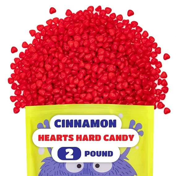 Cinnamon Hearts, Heart Shaped Cinnamon Candy - 2 Lb Pack