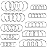 Hysagtek 50 pcs Metal O Ring and D Ring, Non-Welded Metal Rings Multi-Purpose Buckles for Bag Straps, Belts, Macrame, Pet Collar Leashes - Silver 15mm, 20mm, 25mm, 32mm, 38mm