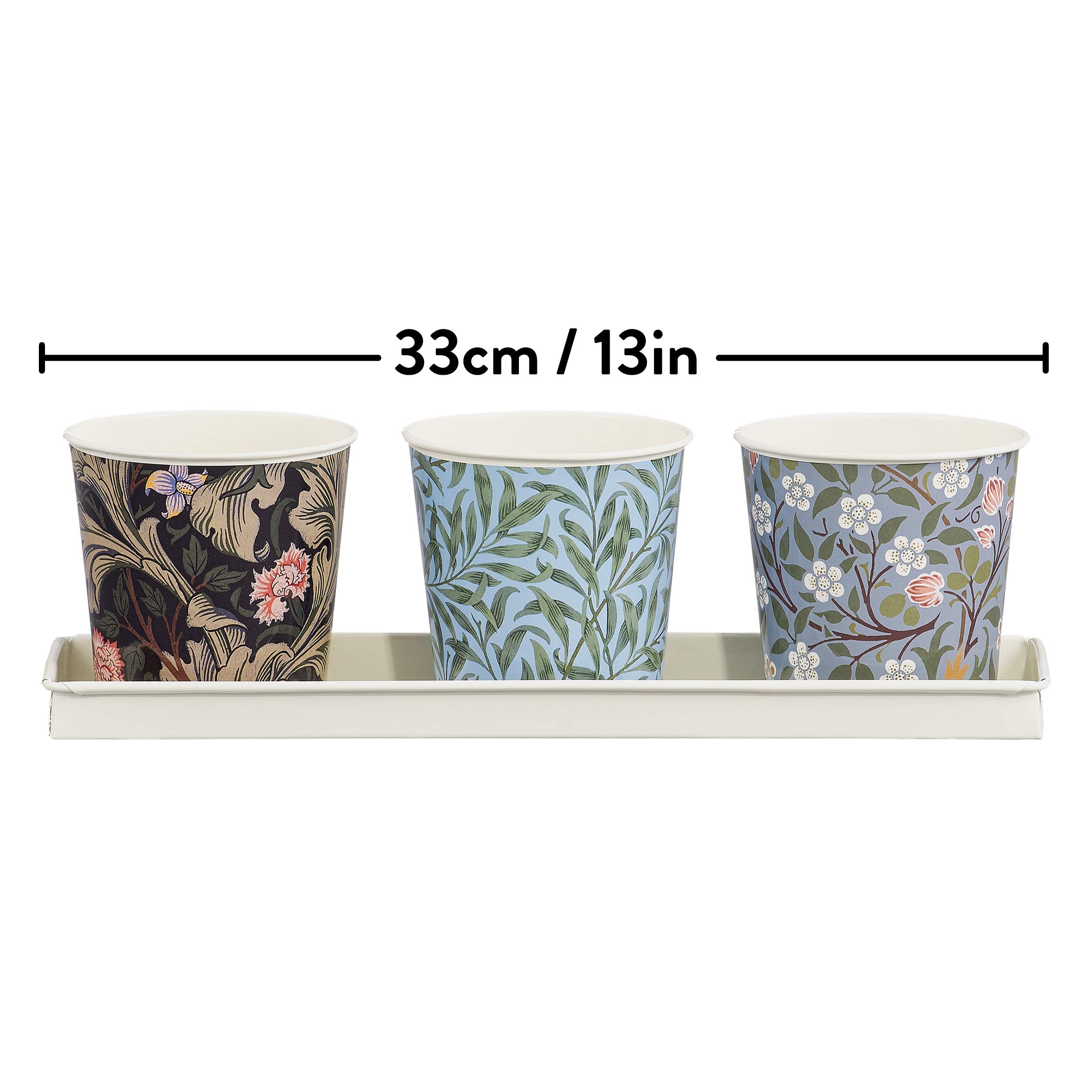 V&A Set mit 3 Blumentöpfen mit Tablett, Mehrfarbig