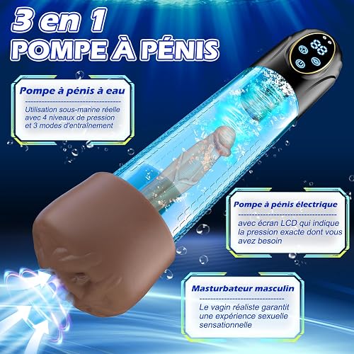 Pompa Pene Sex Toys per Uomo-Masturbatore Elettrico Ingranditore del Pene per Uomini,Masturbatore Maschile Realistico Sextoy con 6 Modalità di Aspirazione & Anelli fallici Giocattoli Sessuali Maschili - 2