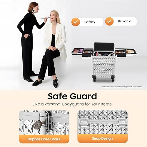 Miniatura 4 de LyeXD Carro de almacenamiento cosmético rodante profesional, Plateado (sliver), Moderno