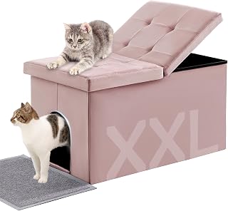 MEEXPAWS Cat Litter Box Enclosure Furniture Hidden Extra Large, Lift Design Lid Velvet Cat Washroom Bench Storage Cabinet | 35.4x19.7x19.7 in | Dog Proof|Urine Proof Inside|Quick Assembly| Easy Clean