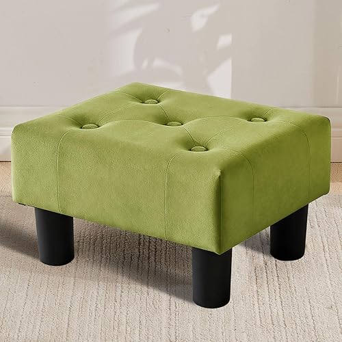 Miniatura 10 de Taburete pequeño otomano, reposapiés otomano de sherpa, reposapiés otomano para sofá, reposapiés rectangulares y otomanos, pequeño para sala de Azul