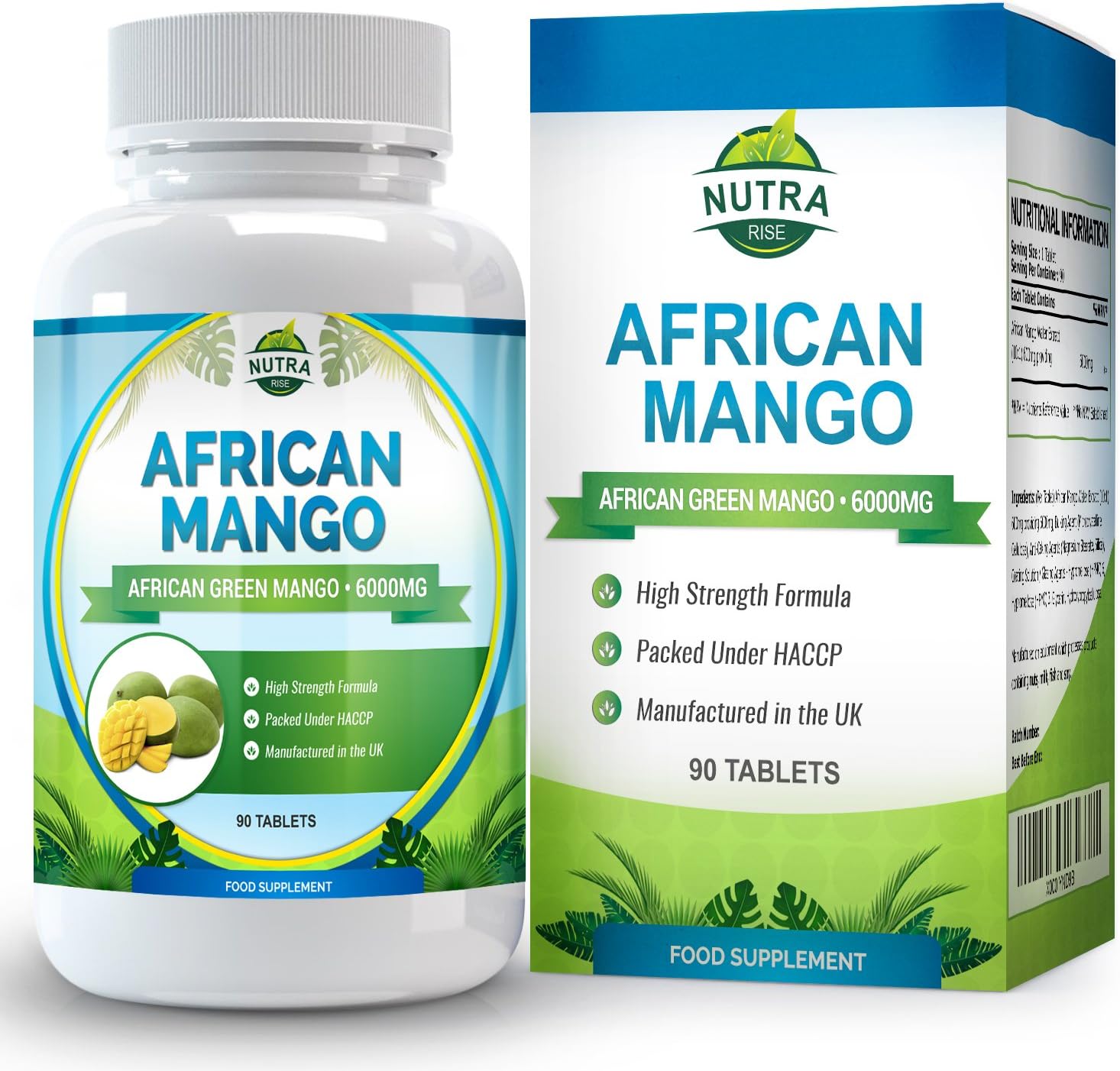 African Mango Weight Loss Pills - Irvingia Gabonensis - 6000mg Extract - Leptin Supplements for Weight Loss for Men & Women - Vegetarian Friendly - 90 Tablets - by Nutra Rise