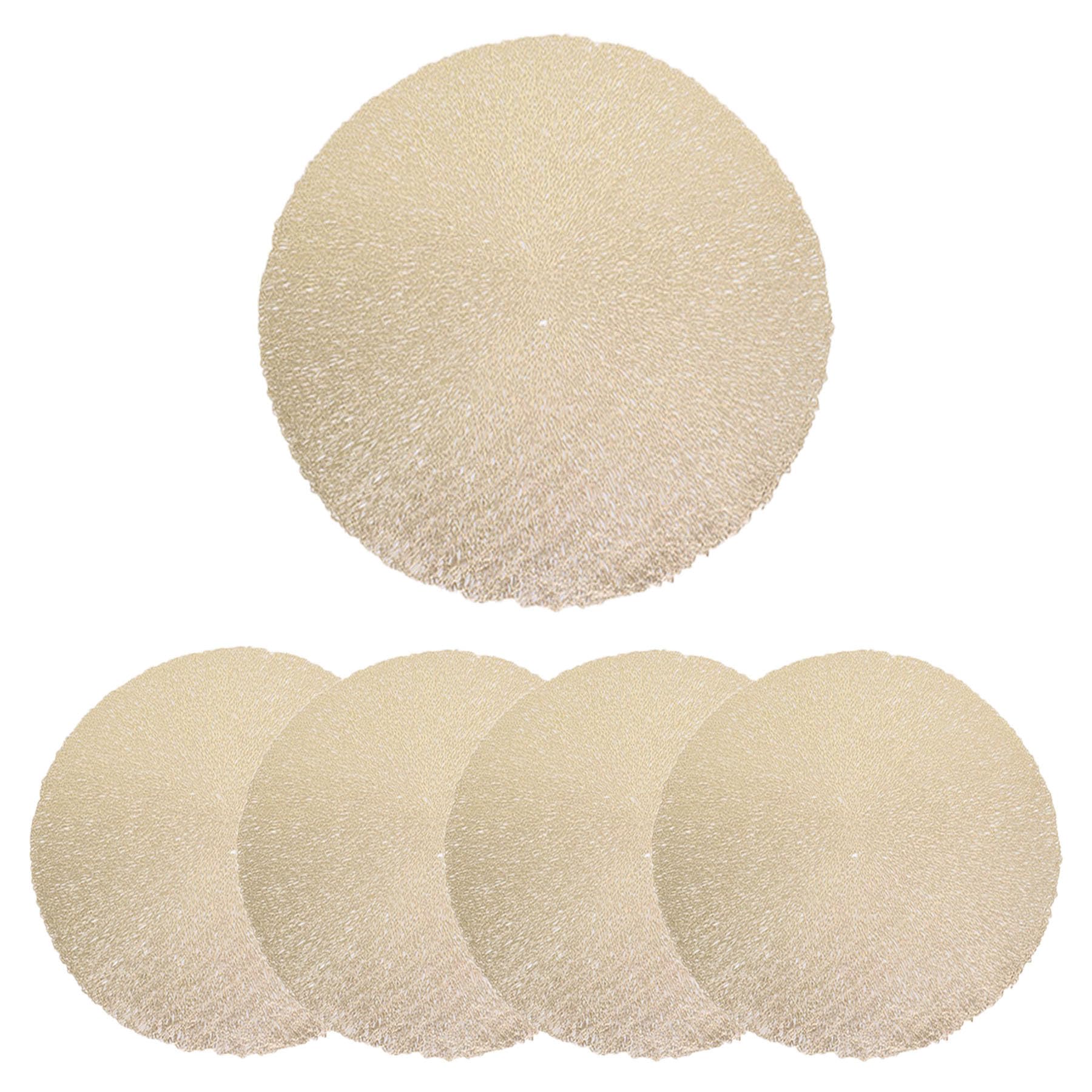 D-buy Bright Gold Round Placemats Set of 4, 15 inch Non-Slip Washable Placemats for Dining Table, Kitchen Table for Wedding Banquet Party Home Dining Tableware