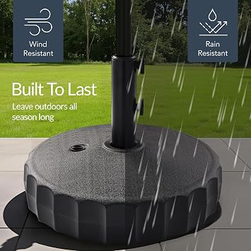 Best Choice Products Fillable Umbrella Base Stand Fluted Design Plastic Patio Umbrella Base Stand, Pole Holder for Outdoor, Lawn w/ 55lbs Weight Capacity, Adjustment Knob