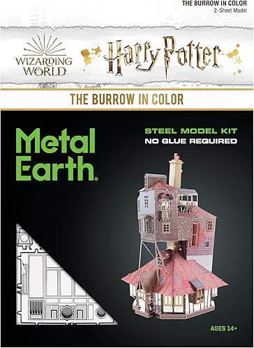 Miniatura 6 de Metal Earth Fascinations Harry Potter Burrow en color 3D Kit de modelo de metal