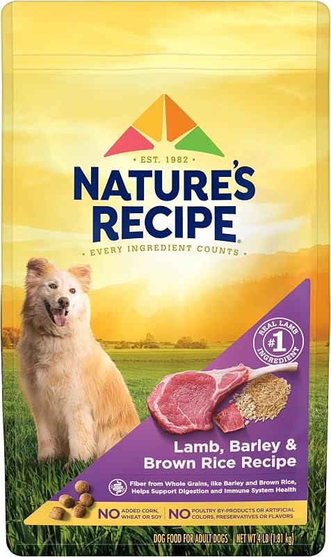 Ração seca para cães adultos Nature's Recipe com cordeiro, cevada e arroz integral – 1,81 kg