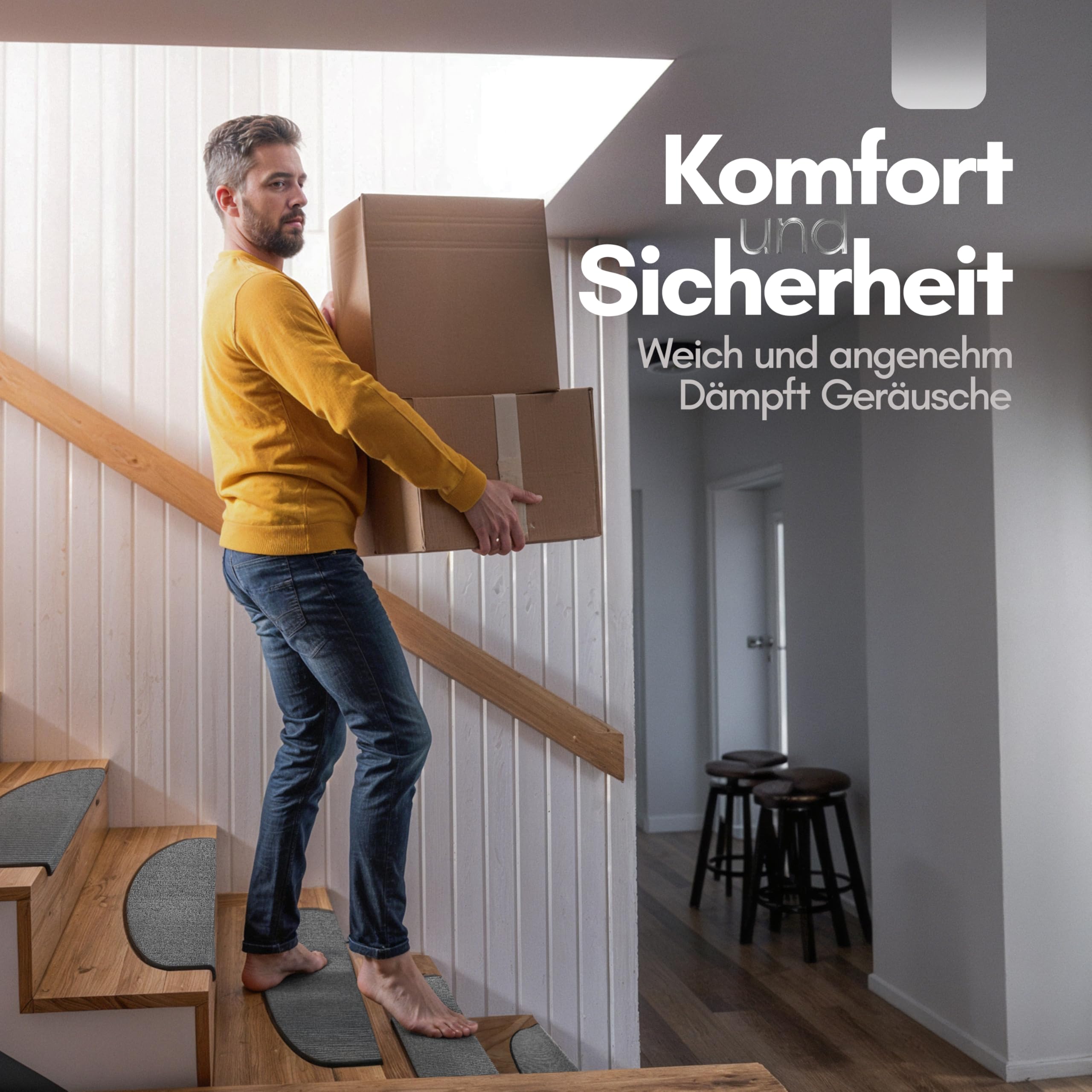 Tappetini Per Scale Autoadesivi 15 Pz 76x20 Cm Grigio Blu Rettangolari