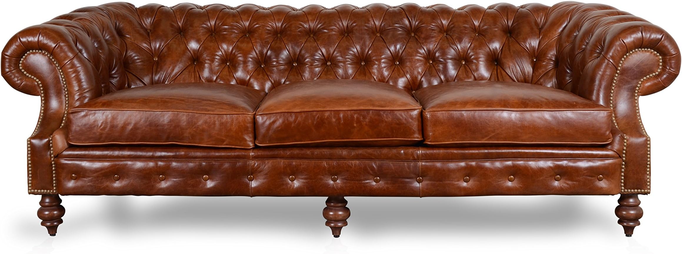 COCOCO Biltmore Chesterfield Leather Sofa (Saddle)