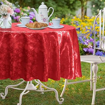 Red 60 Round Satin Tablecloth