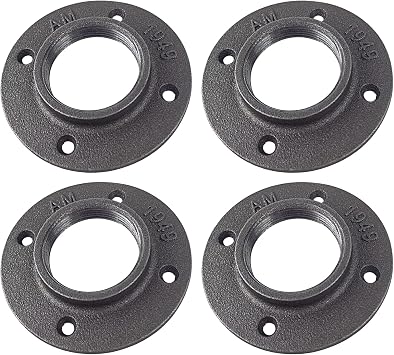 WiseWater 1-1/2"G Floor Flanges 4Pcs, Malleable Cast Iron Pipe Flanges, Pipe Fittings with Threaded Hole for DIY Home Project/Furniture/Shelving Decoration And Industrial Vintage Decor 1-1/2 inch