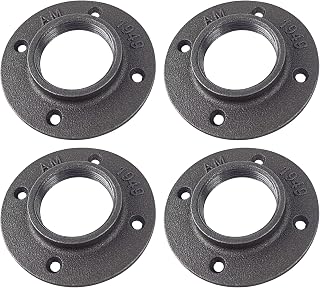 1-1/2" Floor Flanges 4Pcs, Malleable Cast Iron Pipe Flanges, Pipe Fittings with Threaded Hole for DIY Home Project/Furniture/Shelving Decoration And Industrial Vintage Decor (1-1/2 inch)