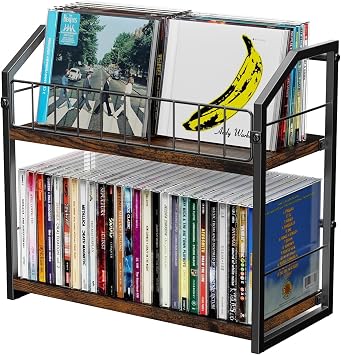 2-Tier CD Holder, CD & DVD Storage Shelf for Display, CD Organizer with DVD Storage, Premium CD Rack for Home & Office, Holds Up to 60 Standard CD Cases, Ideal for Music Enthusiasts