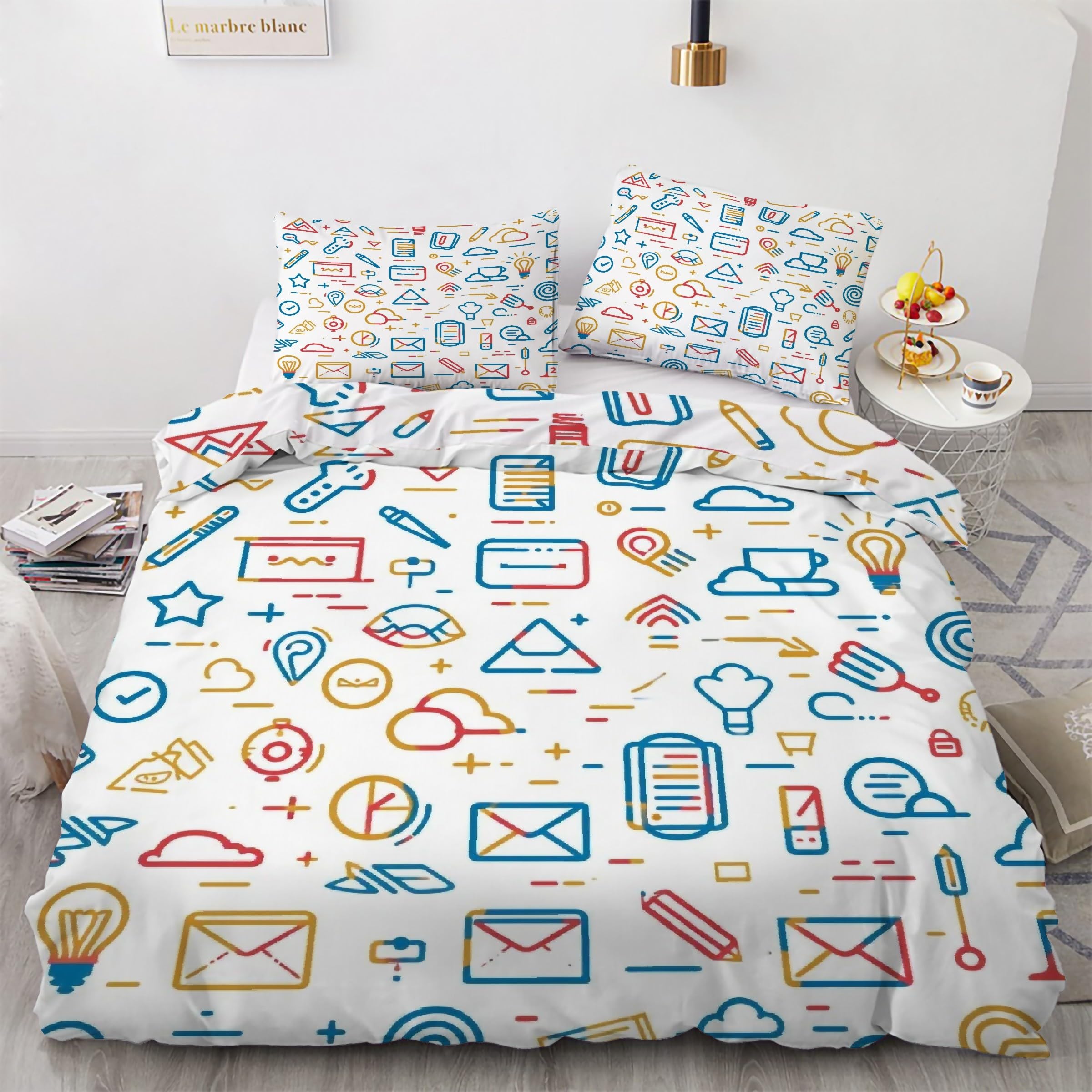 Housse de couette enfant 90x190 en microfibre douce avec fermeture éclair pour lit fille garçon