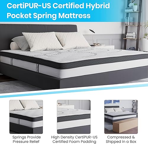 Miniatura 6 de Colchón híbrido de resortes ensanchados certificado CertiPUR-US de 10 pulgadas, colchón King en una caja