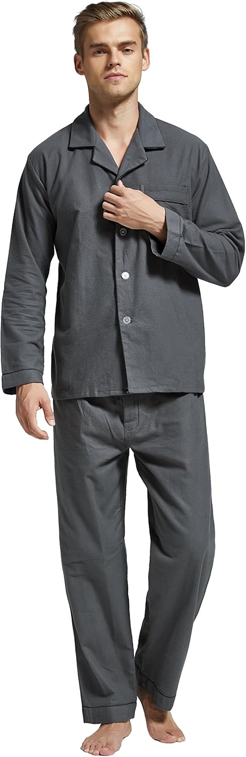TONY AND CANDICE Men’s Flannel Pajama Set, 100% Cotton Long Sleeve Sleepwear