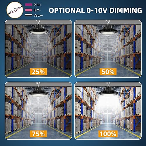 Miniatura 6 de Adiding UFO - Luz LED de alta bahía de 100 W, 170 lmW, brillante, 100-277 V, 0-10 V, regulable, certificación UL, DLC, 17000 lm, luz de techo para