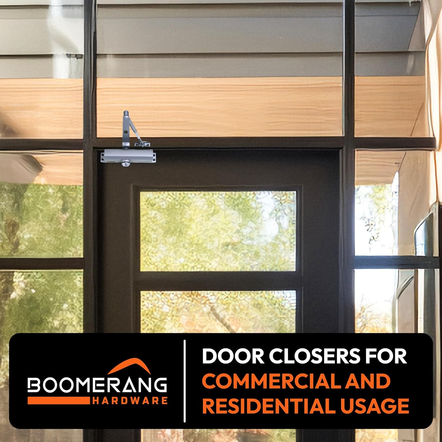 Boomerang Medium Duty Automatic Commercial Door Closer - D703 Hydraulic UL 3 hr. Fire Rated Closer, Surface-Mounted Size 3 for Home & Light Commercial Doors, Aluminum/Silver (US26D)