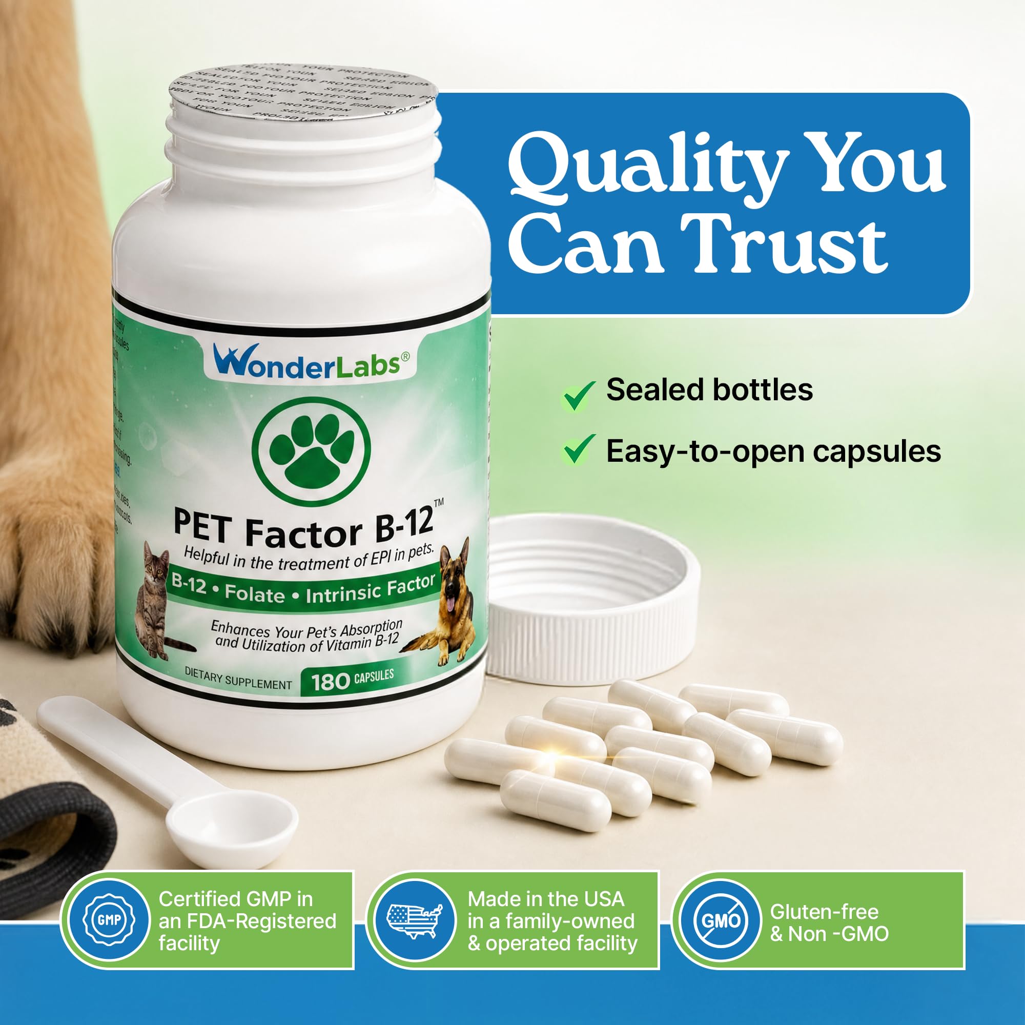 Wonder Laboratories Vitamin B12 - Methylcobalamin Dog Supplement, 180 Caps — Amazon image 8