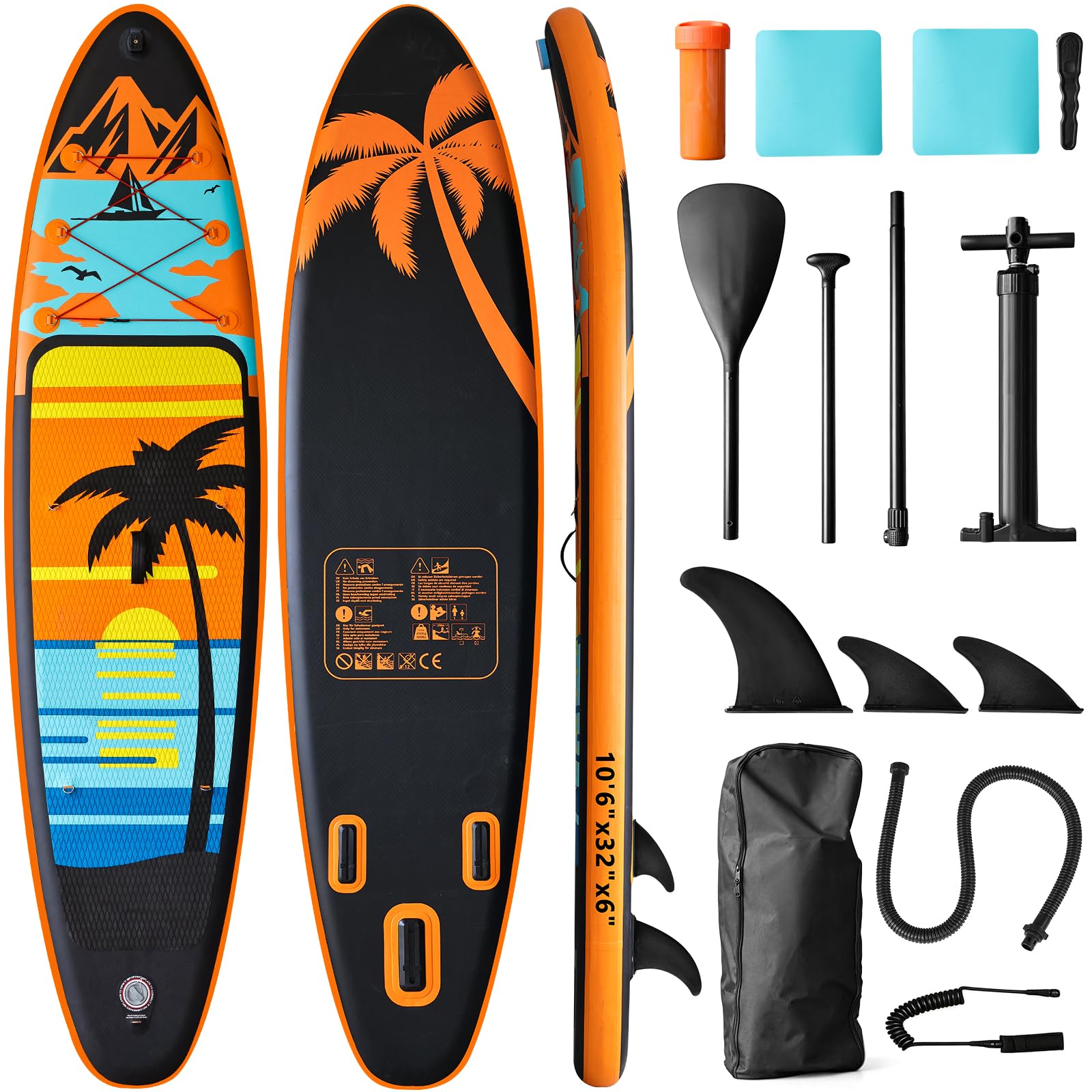 Tavola Da Surf Gonfiabile Adulto,320CM Gonfiabili Sup con Accessori: Pagaia, Pompa,Pinne di Pesce *3,Capacità Carico di 135 KG,Plus Tavola Sup Per Adatto Surfisti Tutti i Livelli