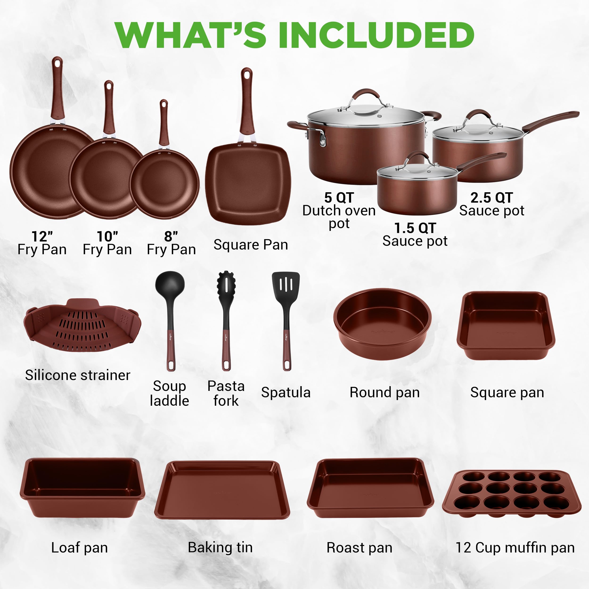 NutriChef 20-Piece Cookware Set - Nonstick & Versatile -6 NutriChef 20-Piece Cookware Set - Nonstick & Versatile -6