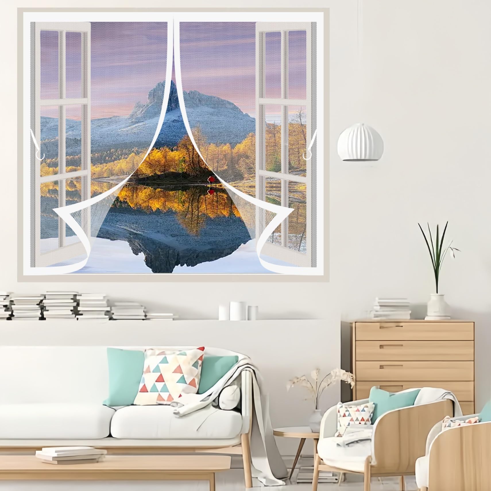 Moustiquaire de fenêtre magnétique à fermeture automatique intégrale
