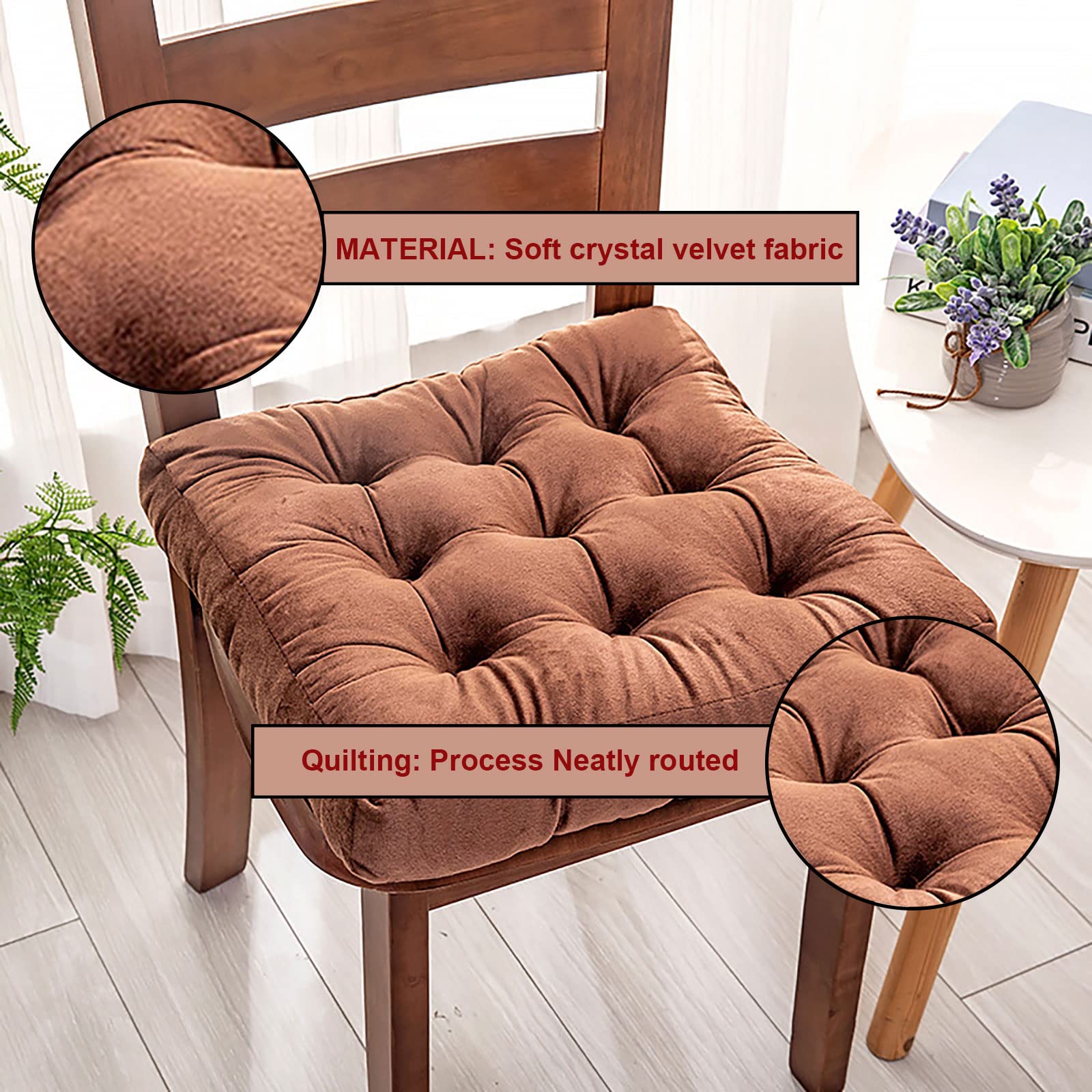 Set di 4 cuscini quadrati per sedie da pranzo e ufficio, design comodo ed elegante