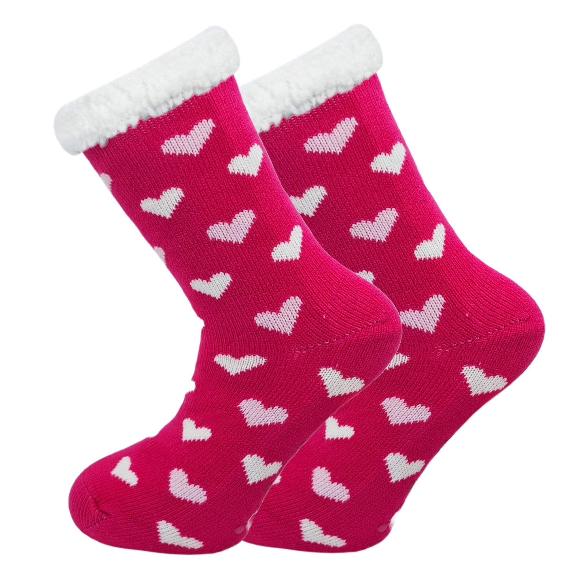 Ladies Thermal Socks 2.4 Tog Sherpa Fleece Lining Lounge Gripper Bed Socks UK One Size 4-8 (Hot Pink.)