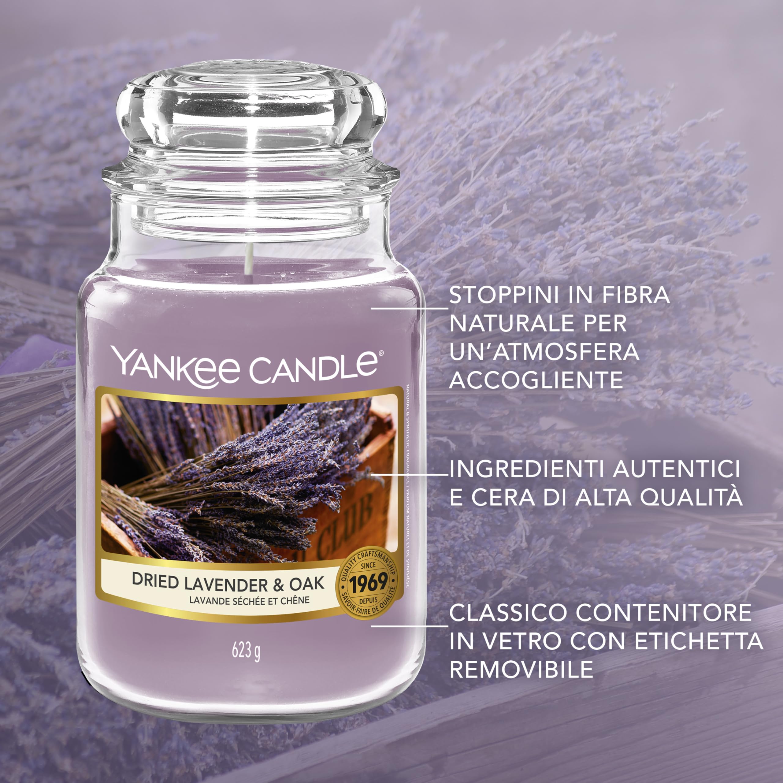 Yankee Candle Candela Profumata in Giara Grande, Lavanda Essiccata e Quercia, Farmers’ Market Collection