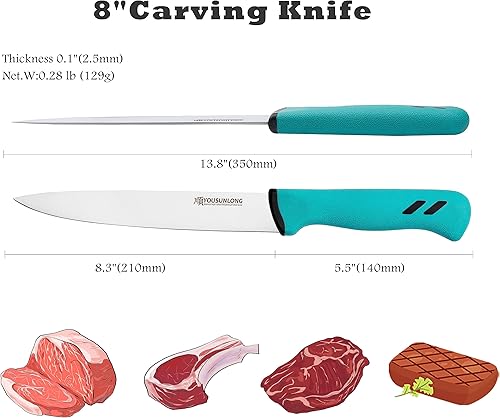 Miniatura 2 de YOUSUNLONG Cuchillo de trinchar de 8 pulgadas  Hoja de acero de molibdeno de alto carbono  Cuchillos para cortar carne  Mango ergonómico y