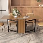 HOMCOM Folding Dining Table for 4 People, 67" Space Saving Drop Leaf Table with Storage Shelves for Small Spaces, Kitchen, Dining Room, Brown