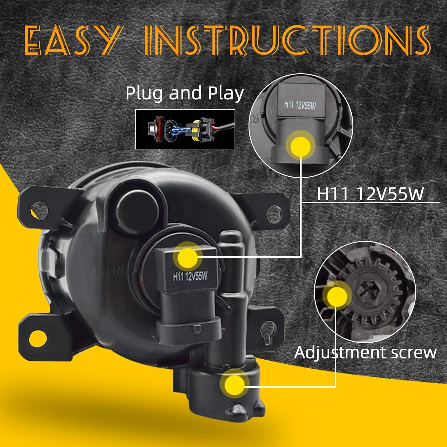 Fog Light Compatible With 16-21 Honda Civic; 14-21 Fit; 12-21 Pilot Front Bumper Lamps with Clear Lens