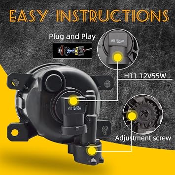 Fog Light Compatible With 16-21 Honda Civic; 14-21 Fit; 12-21 Pilot Front Bumper Lamps with Clear Lens