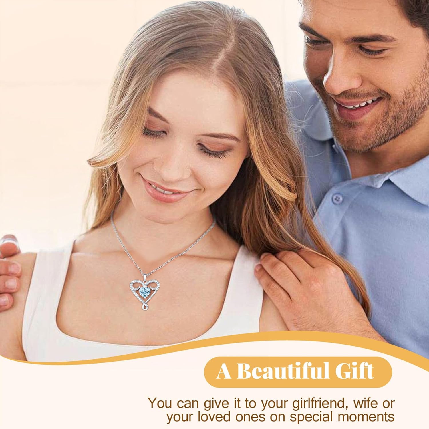 Infinity Necklace for Women, 925 Sterling Silver Heart Necklace with 5A Zircon, White Gold Plated Adjustable Chain, Gift for Valentine's Day, Birthday, Anniversary for Wife, Girlfriend, Mom - Image 6