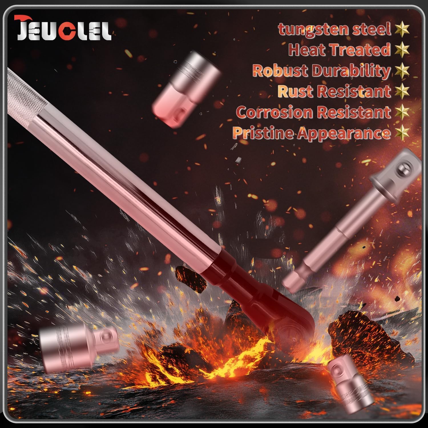 Offset Extension Wrench for Electric Drill, with 4 Socket Adapters and 1 1/2" Electric Drill Adapter, Impact Wrench Extender for Socket Sets, Slim Design for Tight Spaces