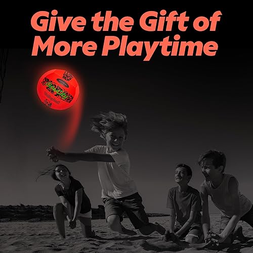Miniatura 7 de GlowCity Balón de voleibol LED, tamaño 5, que brilla en la oscuridad, con bomba y baterías, resistente al agua para jugar en la playa y la piscina,