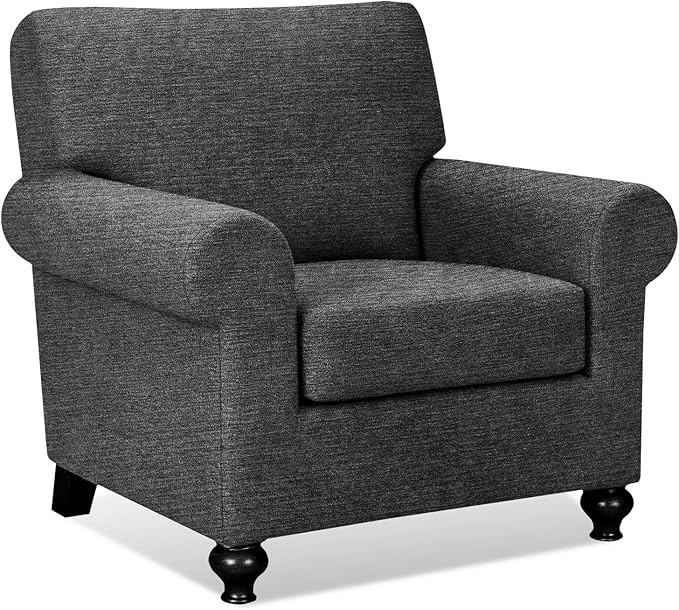 URBANLIFE 4-Piece Stretch Sofa Slipcovers for 3 Cushion Couch, Super Stretch Spandex Non-Slip Sofa Cover with Elastic Bottom, Machine Washable Furniture Protector for Kids & Pets, Charcoal Gray