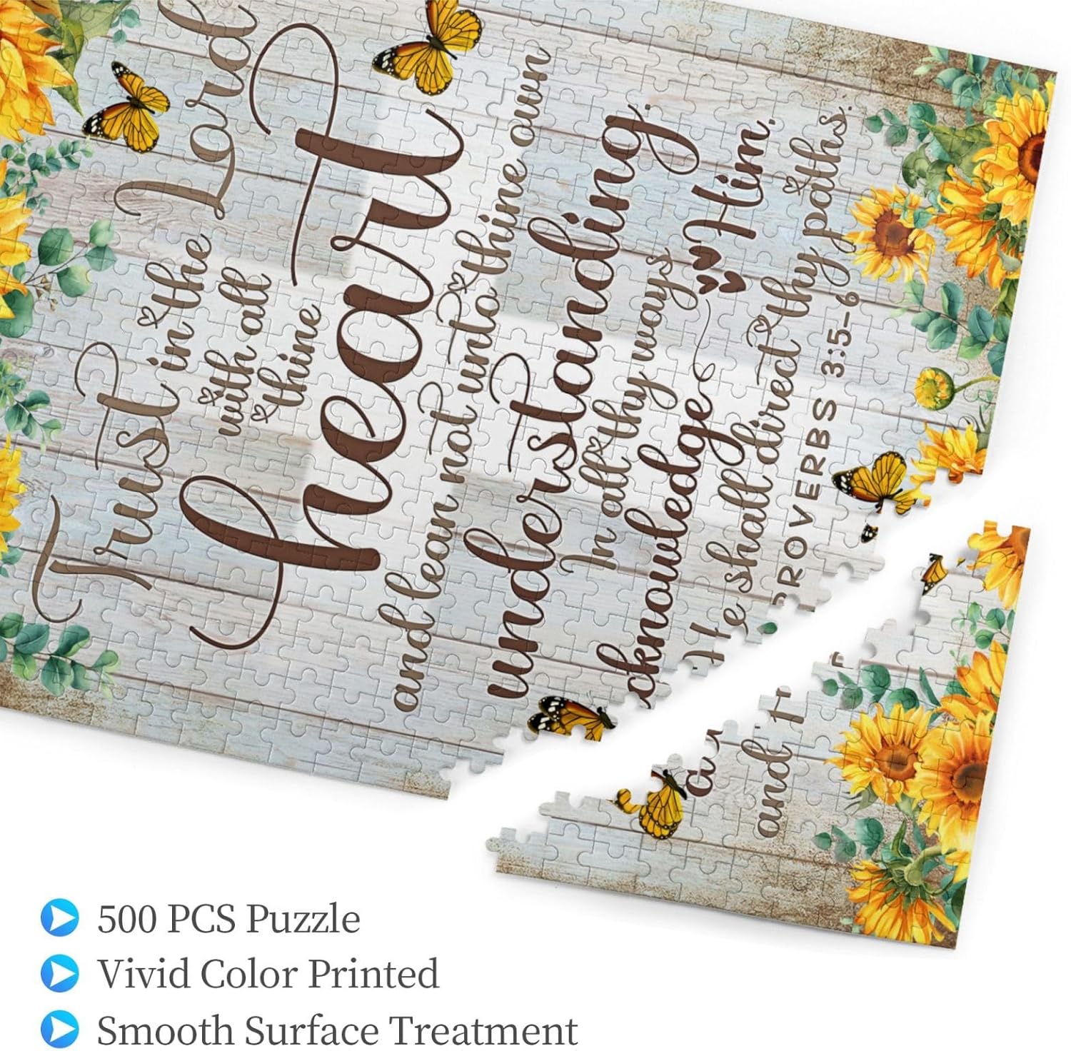 Christian Wooden Jigsaw Puzzles for Adults 500 Pieces Jesus Religious Jigsaw Puzzles Bible Verse Inspirational Quotes Wooden Gifts Puzzles for Easter Christmas