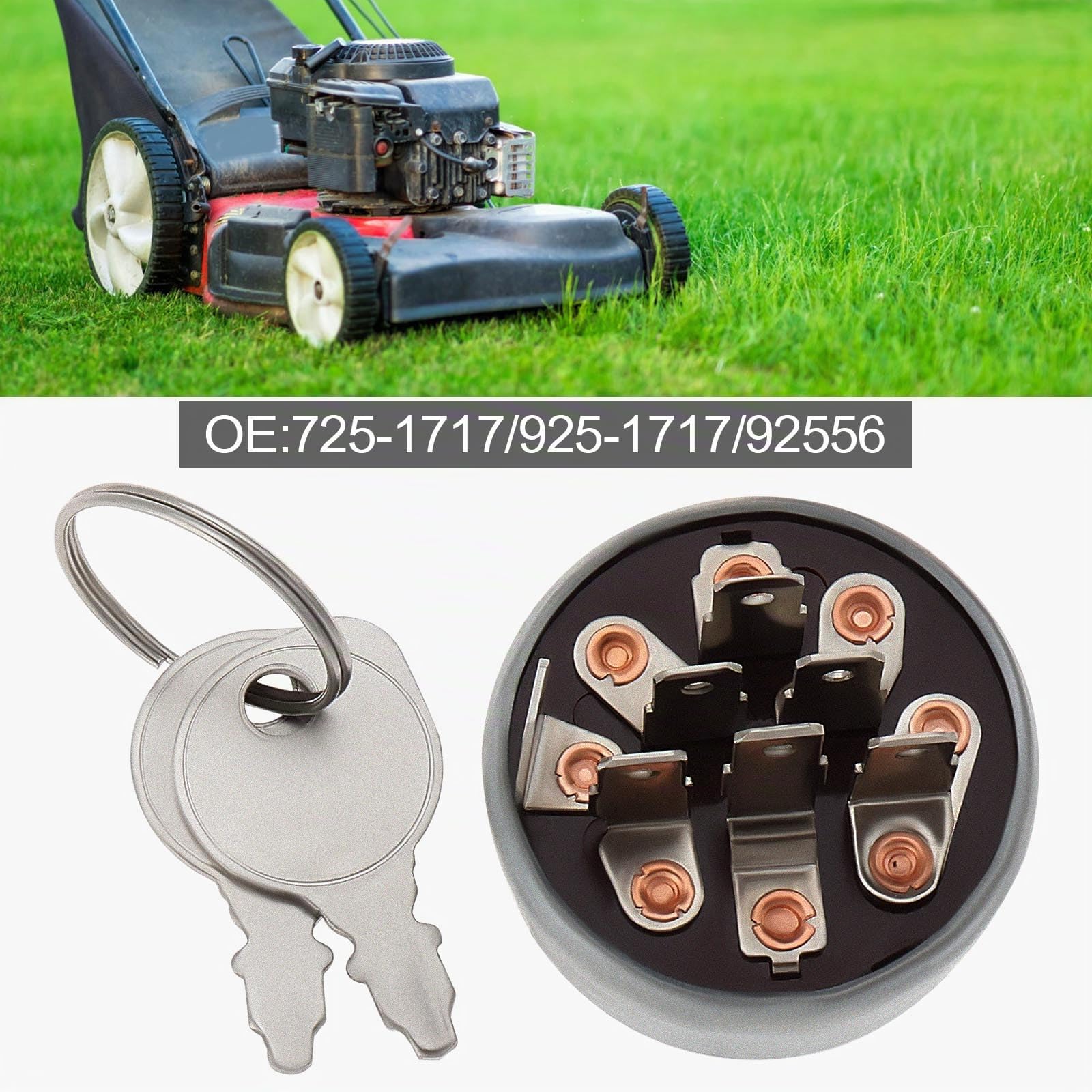 OTOTEC 1 Jeu de Commutateurs d'allumage de Tondeuse à Gazon à 7 Broches 4 Positions avec 2 Clés Compatible avec Briggs & Stratton Compatible avec Craftsman OE 725-1717/925-1717/92556