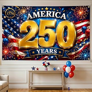 Est 1776 250th Anniversary Backdrop 73x43in - Fireworks Photo Background