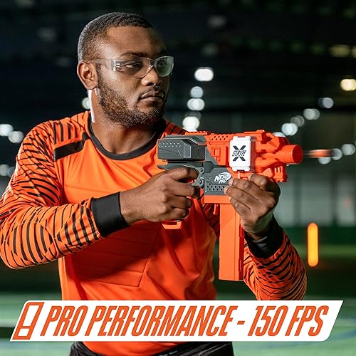Miniatura 4 de NERF Pro Stryfe X Dart - Lanzador semiautomático, batería LiPo recargable, 30 dardos AccuStrike de longitud media, cargador de 15 dardos, 150 FPS,