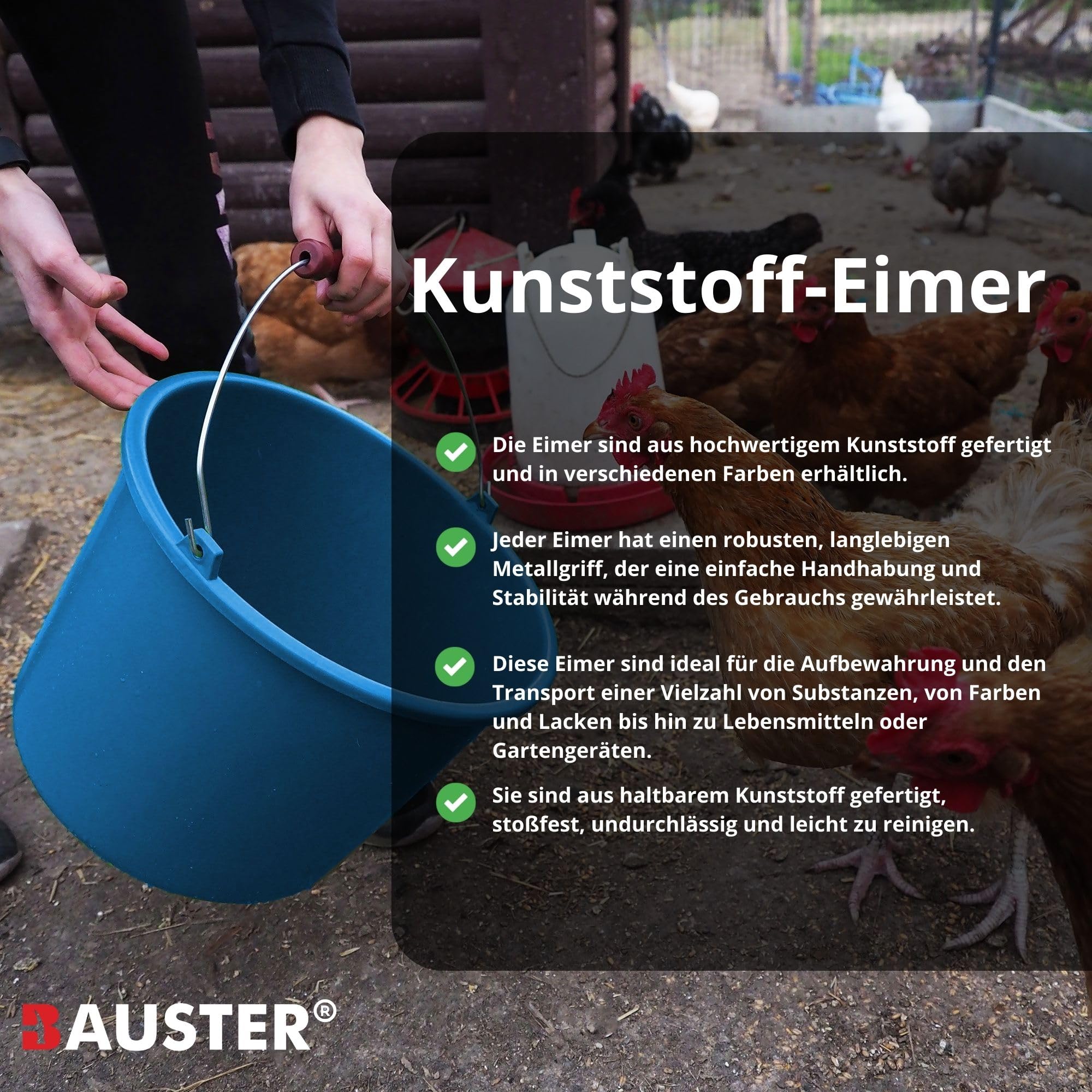 Lot de 10 seaux avec étrier en métal - 12 l - En plastique - Avec anse - Seau de récolte - Seau de nettoyage - Idéal pour le jardin, le chantier