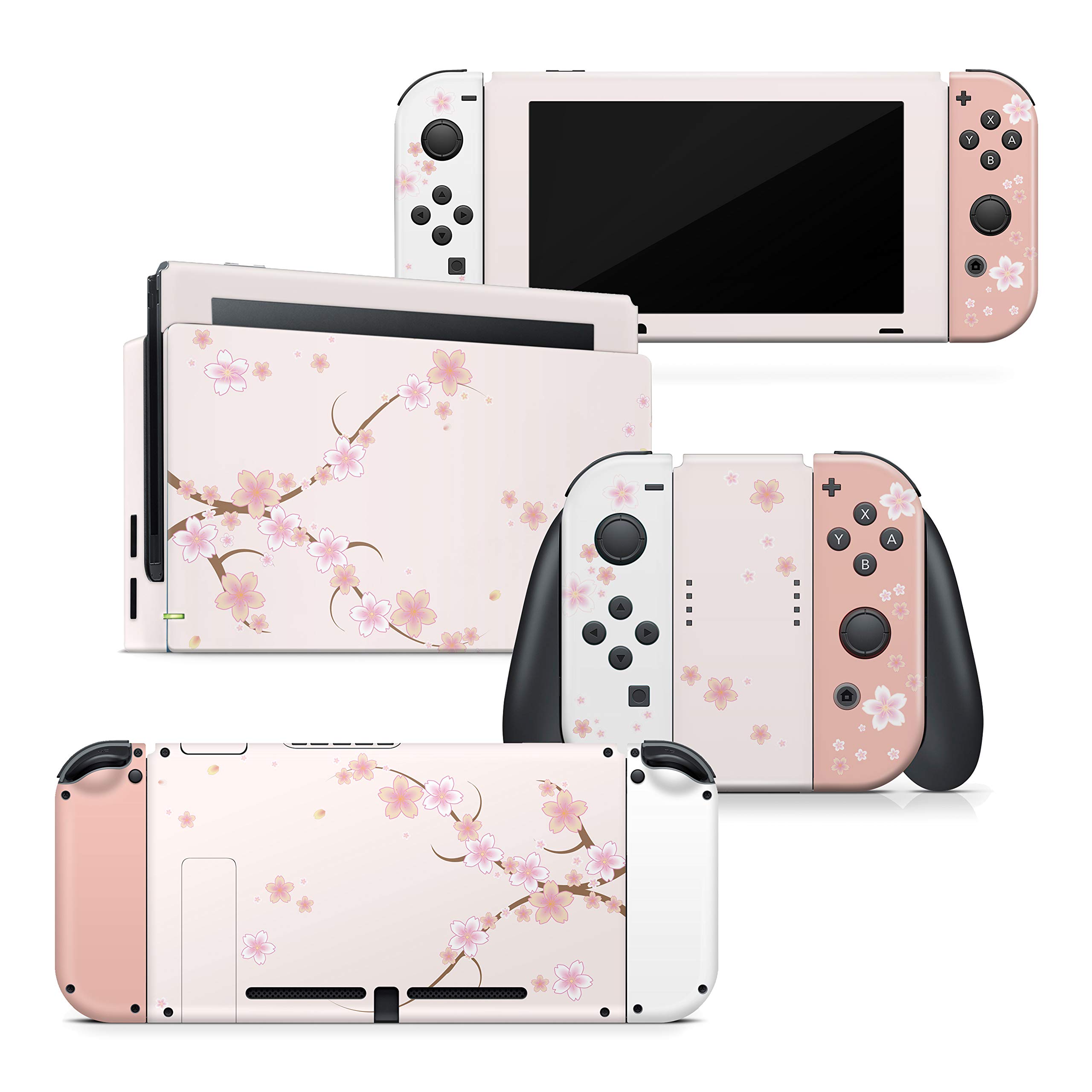 Tacky design Skin beige compatibile con Nintendo Switch, fiori Sakura vinile adesivo 3m carino rosa copertura completa