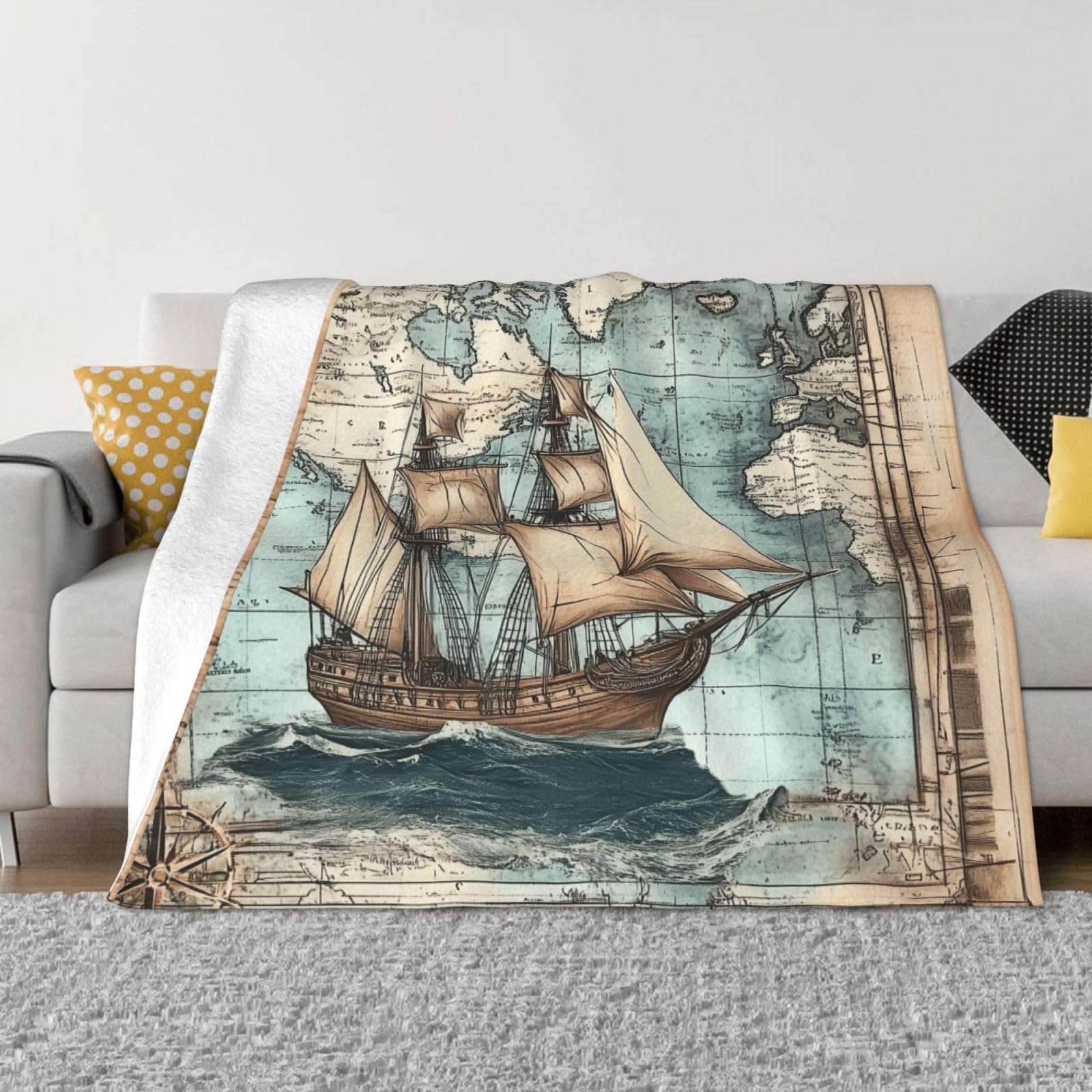 Couverture polaire bateau à voile pour réchauffer vos soirées cocooning sur le canapé