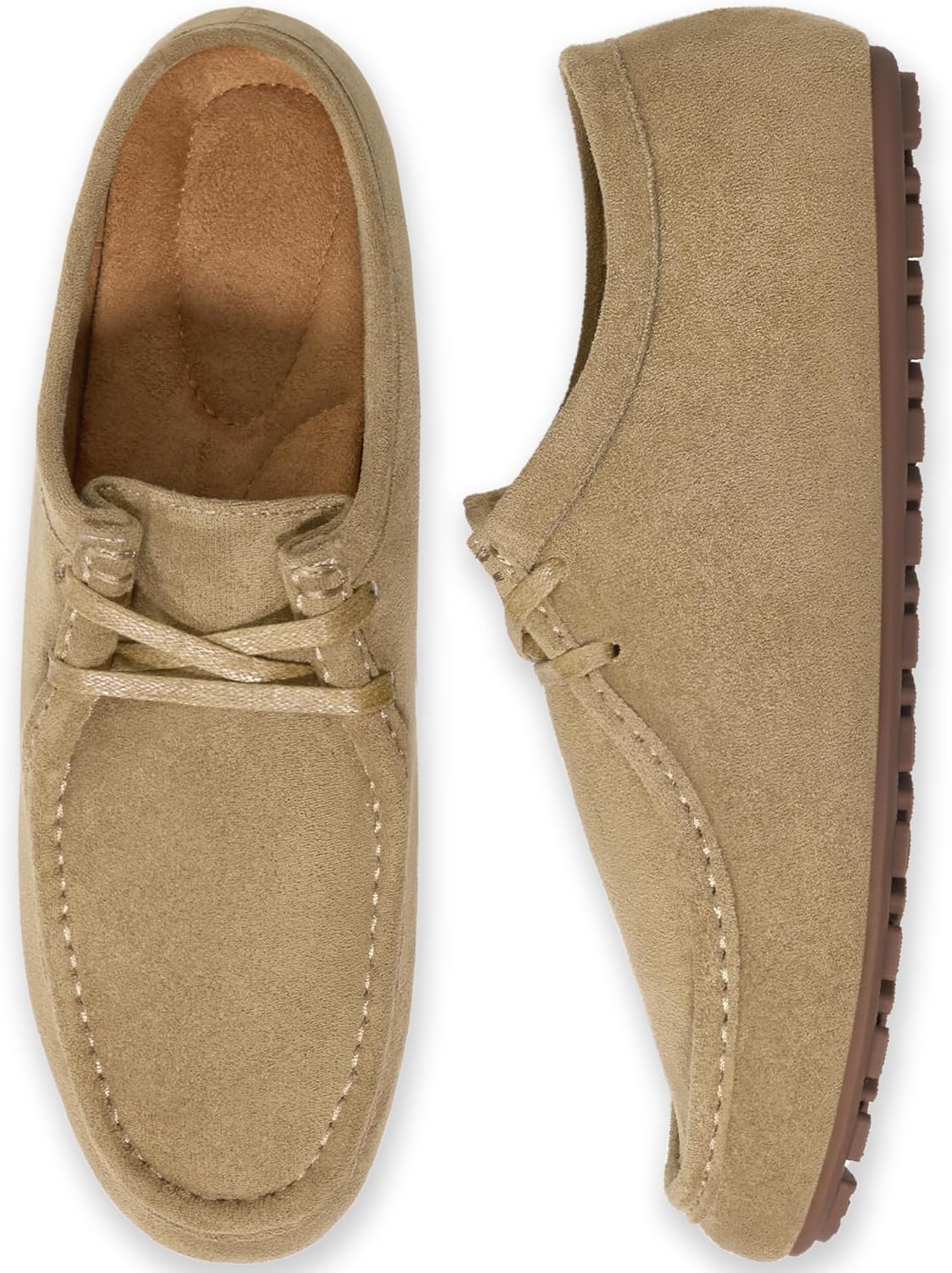 HARENCE Women's Loafers Casual Oxfords: Lace Up Suede Dressy Flats Comfortable Walking Shoes for Work Office Business