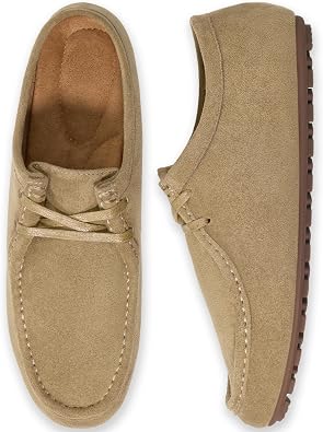 HARENCE Womens Loafers Casual Oxfords Lace Up Suede Dressy Flats Comfortable Walking Shoes for Work Office Business